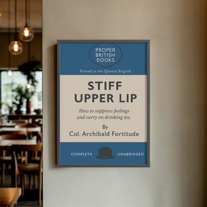 Stiff Upper Lip – British Penguin Book Parody Framed Print - Randello