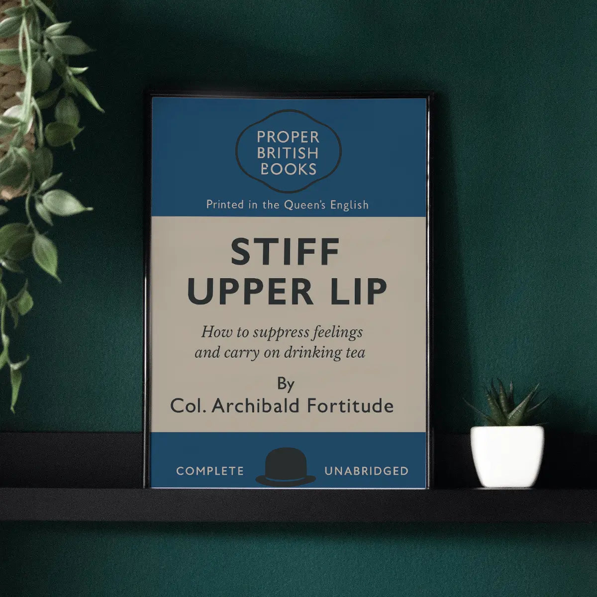 Stiff Upper Lip – British Penguin Book Parody Framed Print - Randello