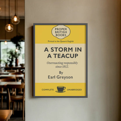 A Storm in a Teacup – British Penguin Book Parody Framed Print - Randello