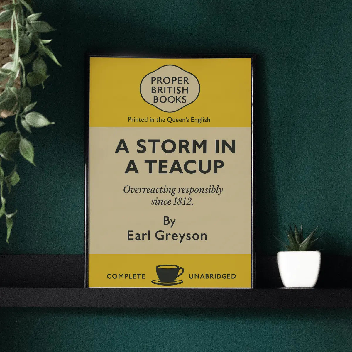 A Storm in a Teacup – British Penguin Book Parody Framed Print - Randello