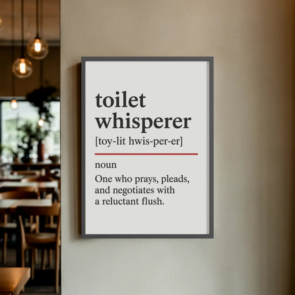 Toilet Whisperer - Oxford Dictionary Bathroom Framed Print Galeto