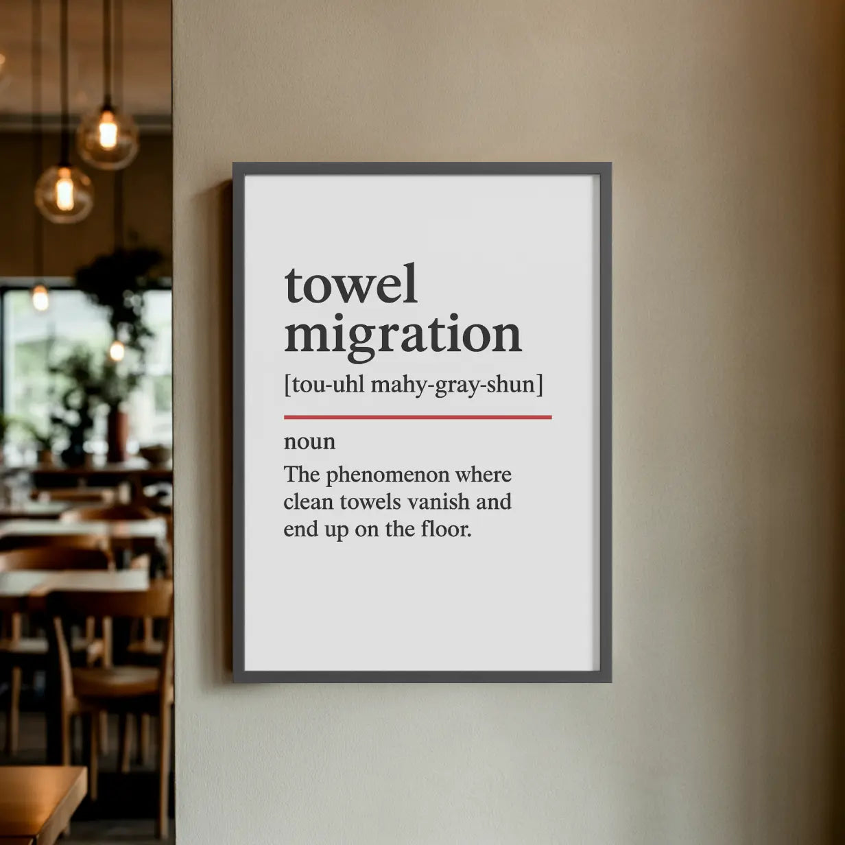 Towel Migration –   Oxford Dictionary Bathroom Framed Print Galeto