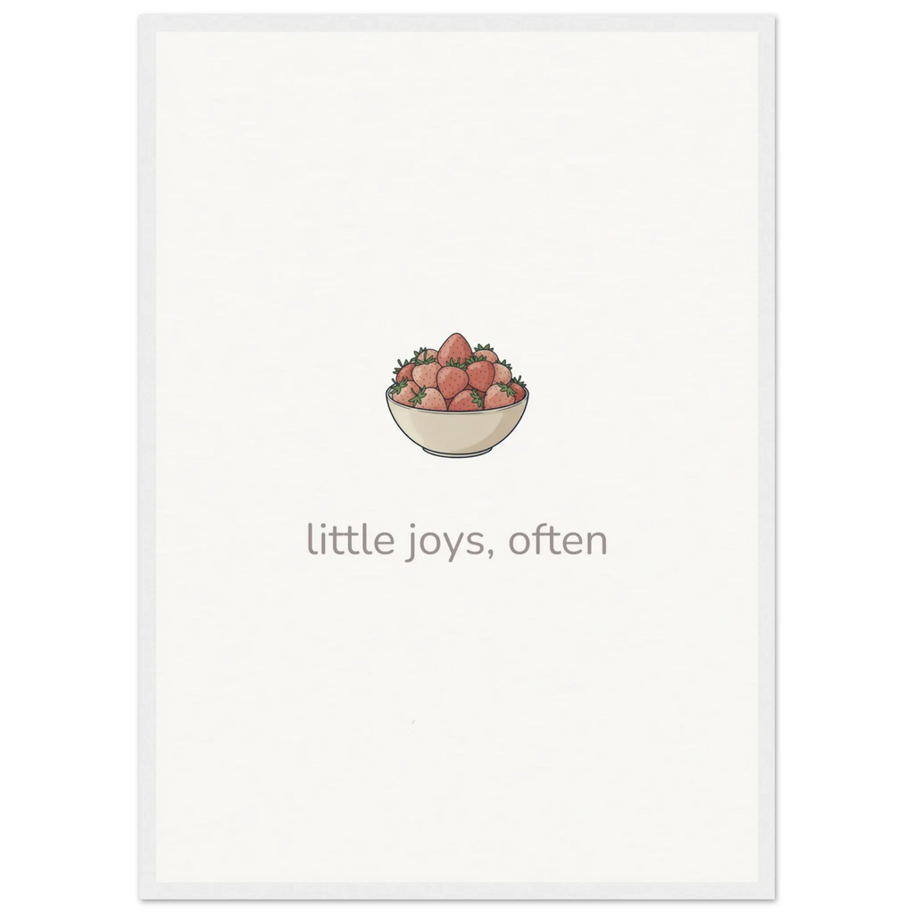 Little Joys, Often – Strawberries Bowl Kitchen Framed Print - Randello