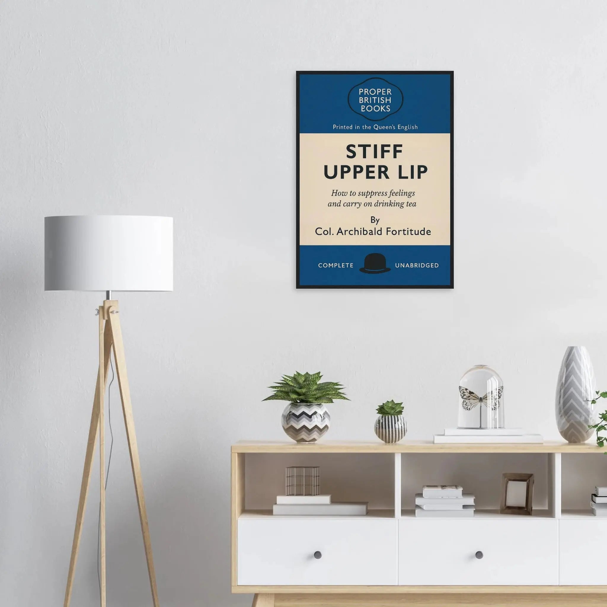 Stiff Upper Lip – British Penguin Book Parody Framed Print - Randello