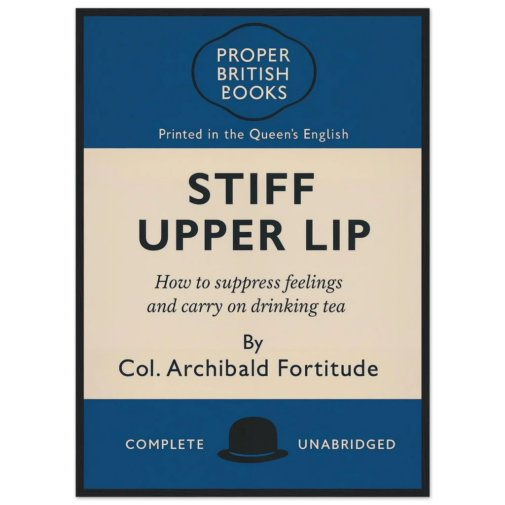 Stiff Upper Lip – British Penguin Book Parody Framed Print - Randello
