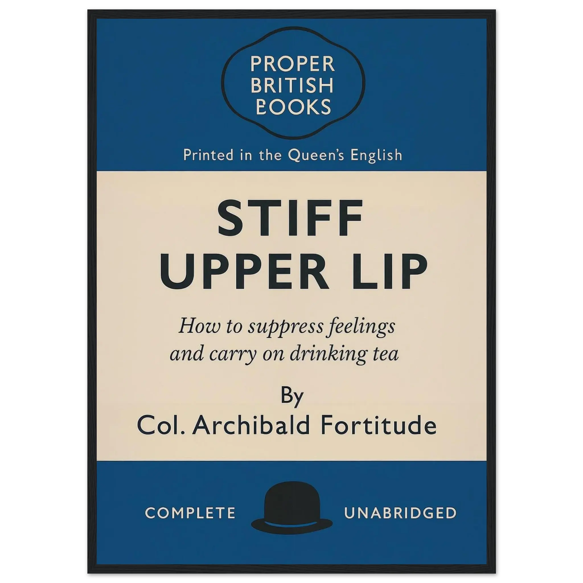 Stiff Upper Lip – British Penguin Book Parody Framed Print - Randello