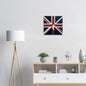 Classic Union Jack canvas wall art in navy, red, and cream geometric design
