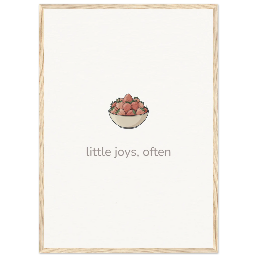 Little Joys, Often – Strawberries Bowl Kitchen Framed Print - Randello