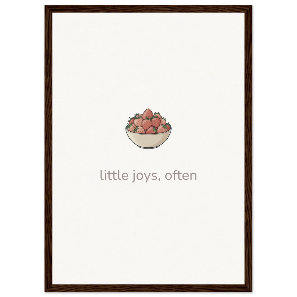 Little Joys, Often – Strawberries Bowl Kitchen Framed Print - Randello