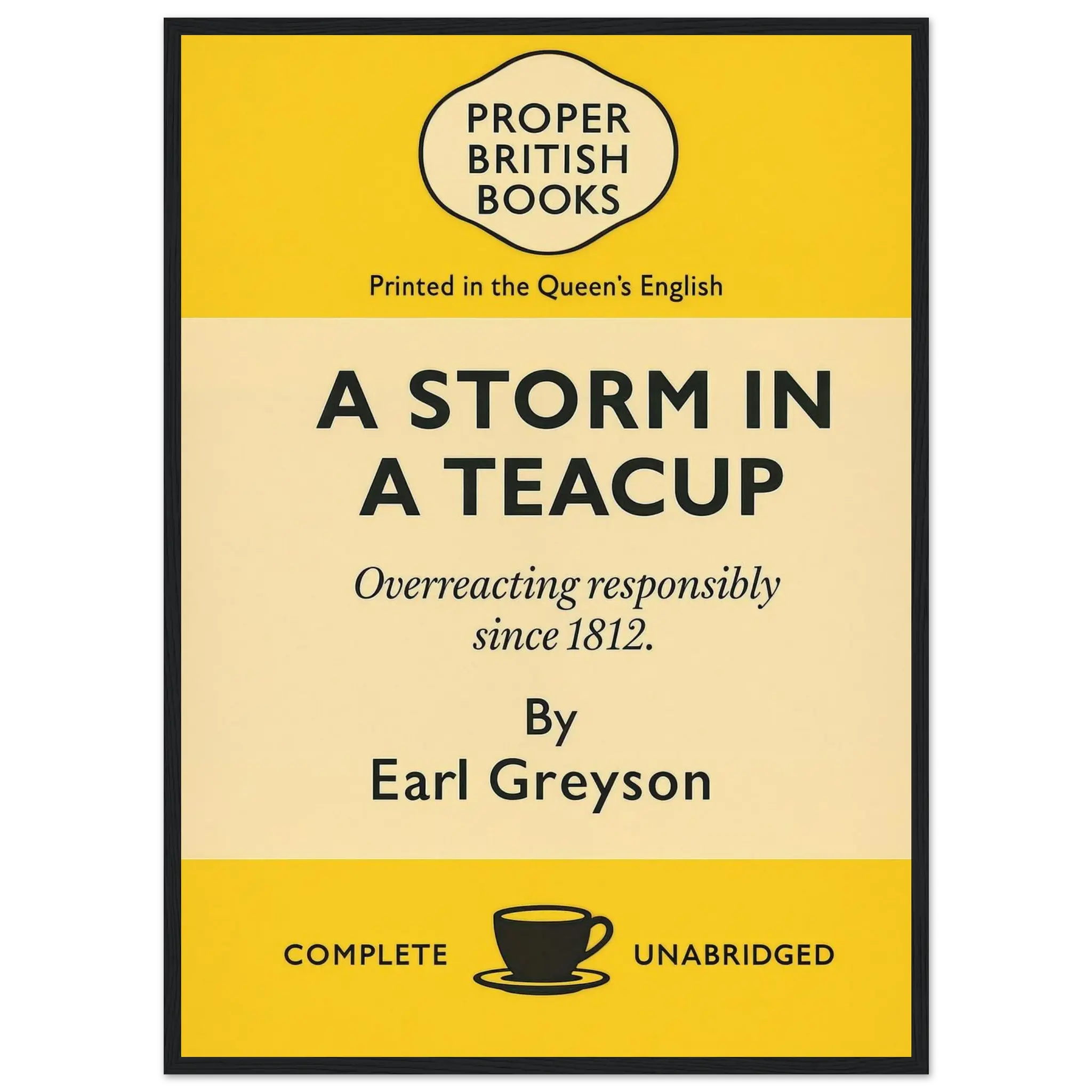 A Storm in a Teacup – British Penguin Book Parody Framed Print - Randello