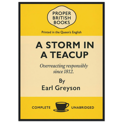 A Storm in a Teacup – British Penguin Book Parody Framed Print - Randello