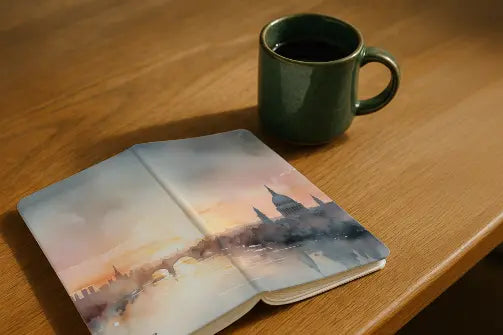 A5 Hardback Journal – Dawn on the Thames, British Inspired Lulu