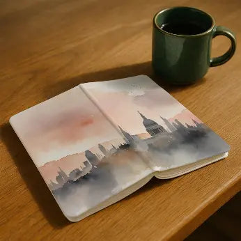 A5 Hardback Journal – Dawn Over the City, British Inspired Lulu