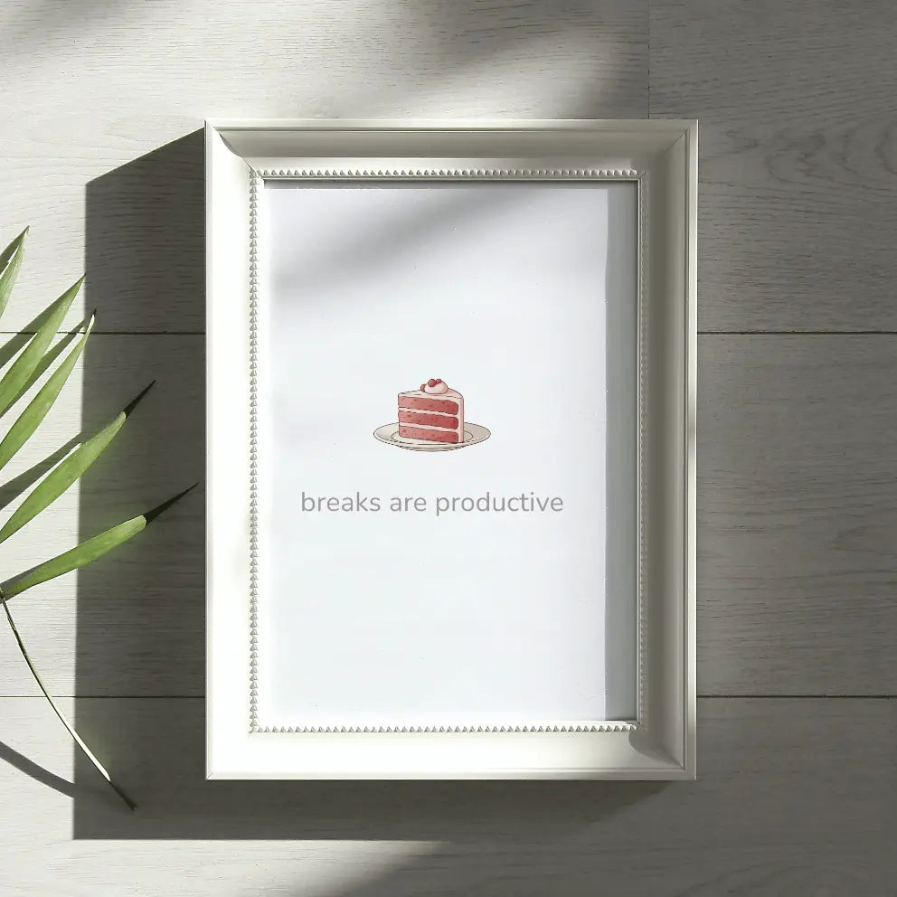 Breaks Are Productive – Cake Quote Kitchen Framed Print - Randello