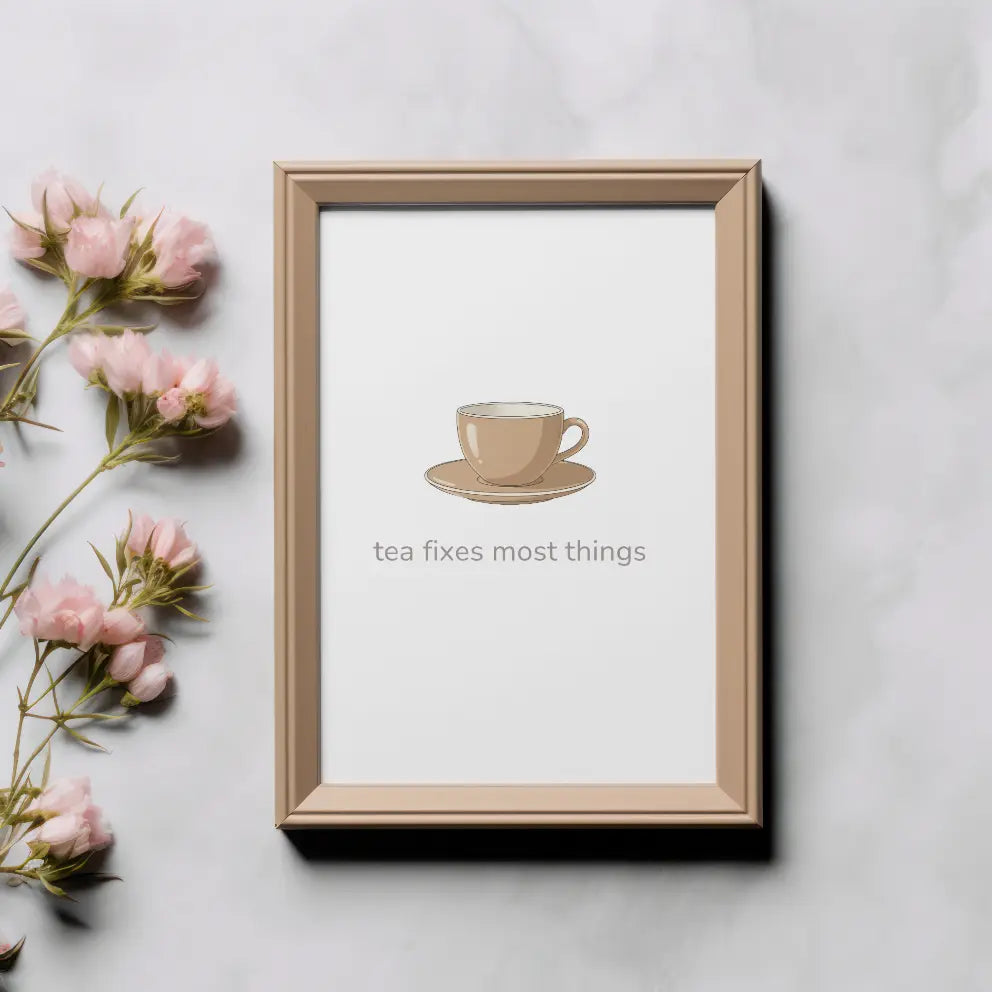 Tea Fixes Most Things – British Tea Kitchen Framed Print - Randello
